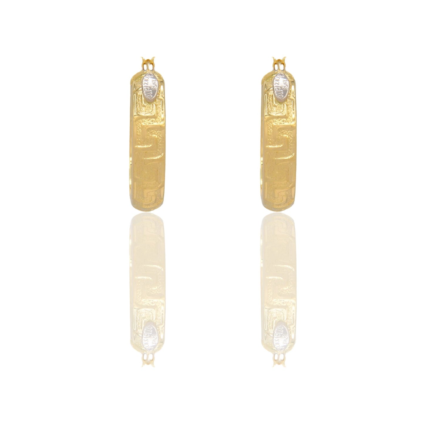 Orecchini Oro Giallo Oro Bianco Oro 18 carati Cerchi Bombati Solo Oro Spessore mm.6 diametro interno cm.2,5