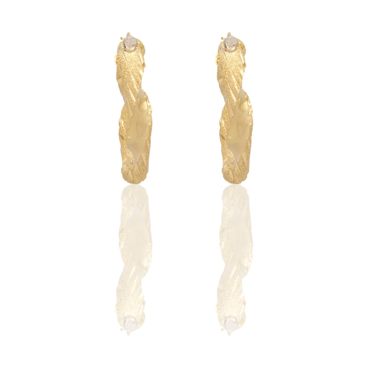 Orecchini Oro Giallo Oro Bianco Oro 18 carati Cerchi Intrecciati Solo Oro Spessore mm.6 diametro interno cm.2,5