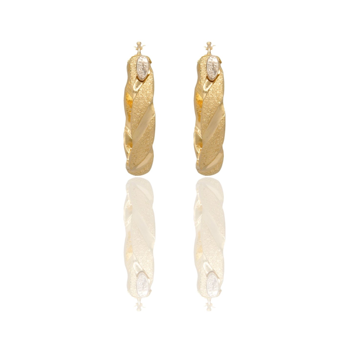 Orecchini Oro Giallo Oro Bianco Oro 18 carati Cerchi Squadrati Solo Oro Spessore mm.6 diametro interno cm.3