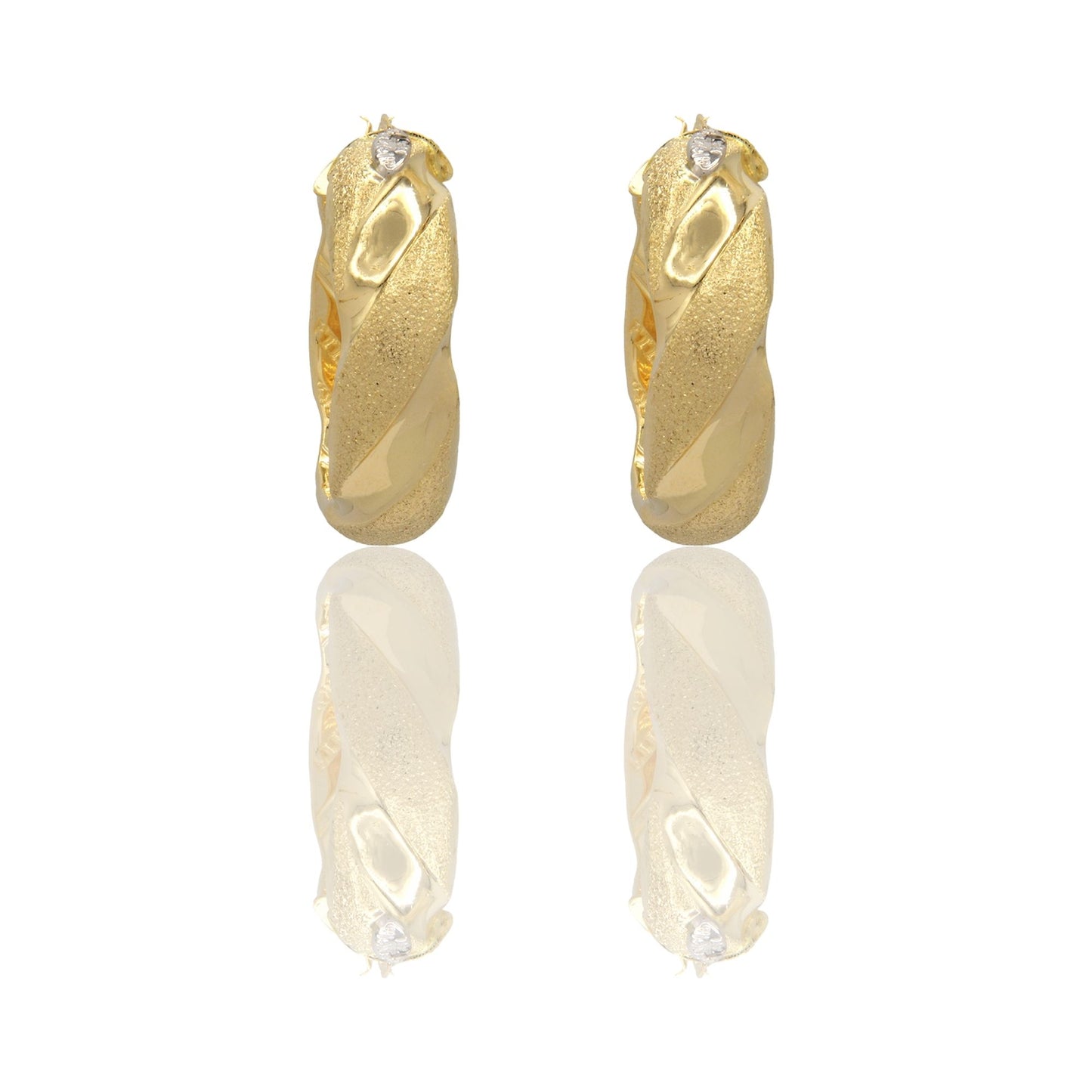 Orecchini Oro Giallo Oro Bianco Oro 18 carati Cerchi Bombati Solo Oro Spessore mm.10 diametro interno cm.3