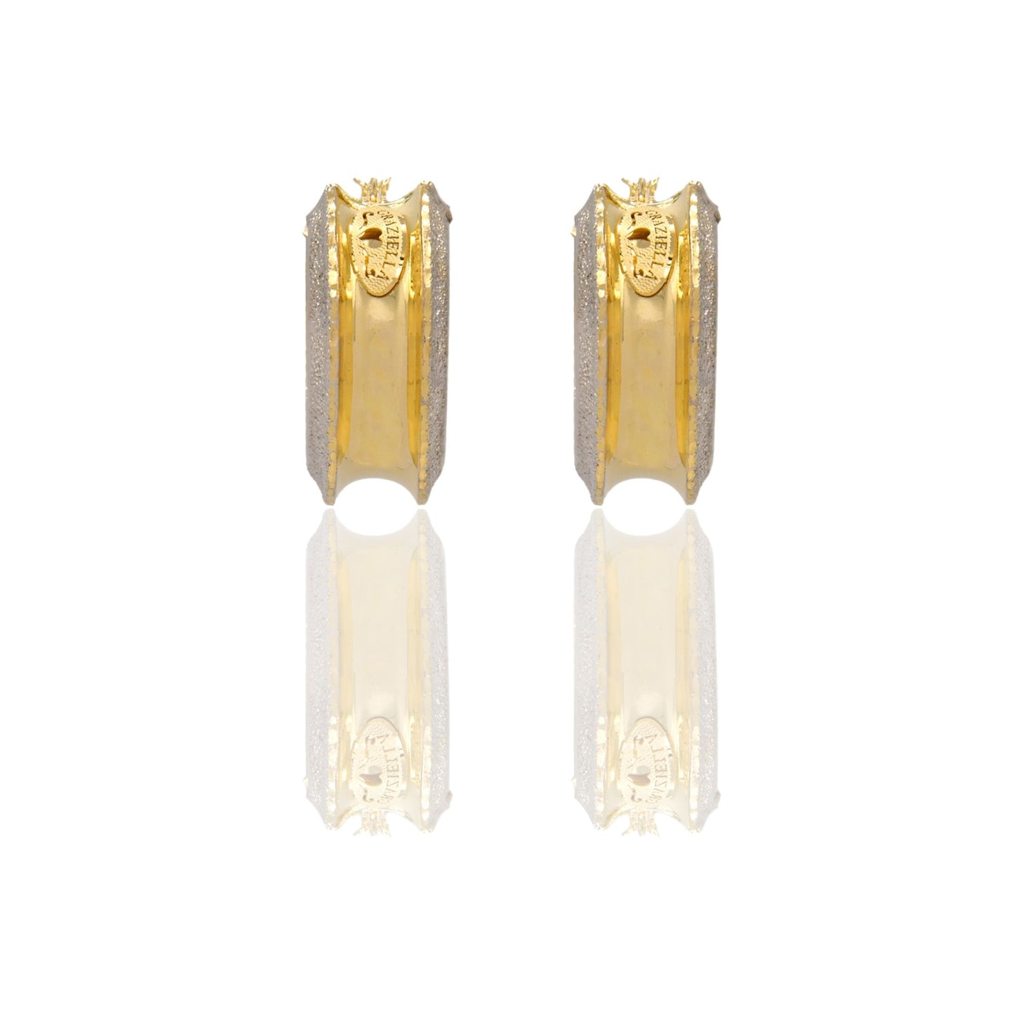 Orecchini Oro Giallo Oro Bianco Oro 18 carati Cerchi Piccoli Incavati Solo Oro Spessore mm.10 diametro interno cm.2,5