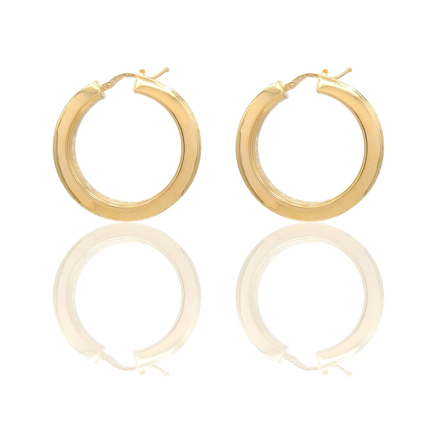 Orecchini Oro Giallo Oro 18 carati Cerchi Scavati Solo Oro Spessore mm. 0,5 diametro interno cm.2