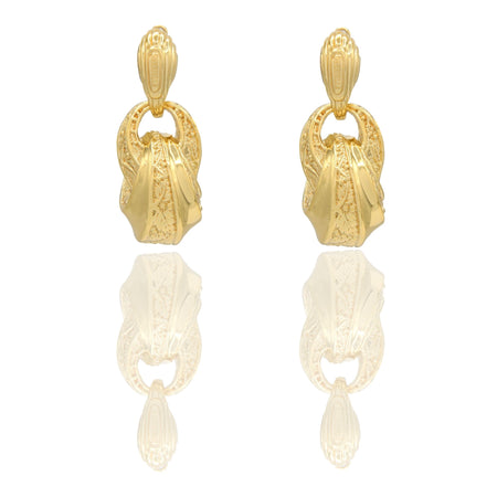 Orecchini Oro Giallo Oro 18 carati  Pendenti Elettroformati  Solo Oro