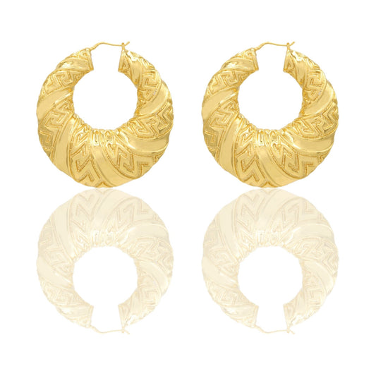 Orecchini Oro Giallo Oro 18 carati Cerchi Elettroformati A Scalare  Solo Oro