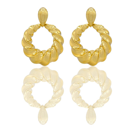 Orecchini Oro Giallo Oro 18 carati Cerchi Elettroformati A Scalare  Solo Oro