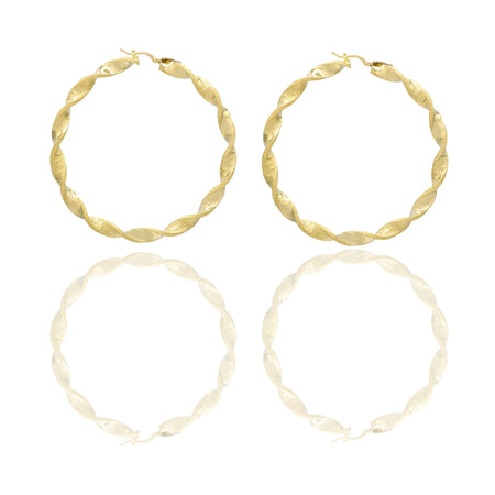 Orecchini Oro Giallo Oro 18 carati Cerchi Torchon Con Greca Solo Oro Spessore mm. 8 diametro interno cm.4