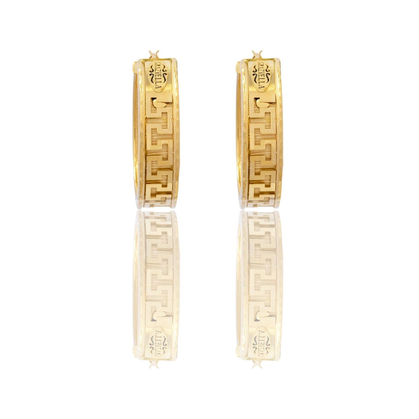 Orecchini Oro Giallo Oro 18 carati Cerchi Con Greca Solo Oro diametro interno cm.2,5