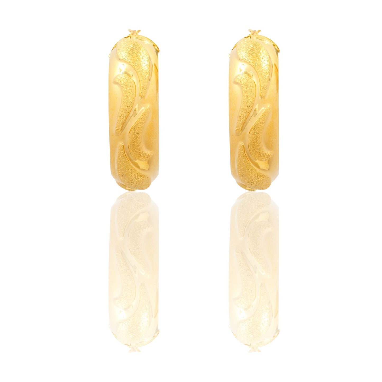 Orecchini Oro Giallo Oro 18 carati Cerchi Con Onde Solo Oro Spessore mm.10 diametro interno cm.2,5