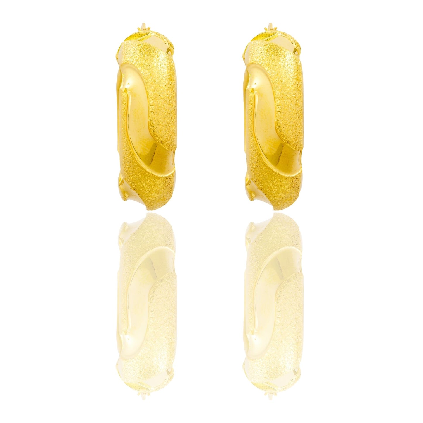 Orecchini Oro Giallo Oro 18 carati Cerchi Con Onde Solo Oro Spessore mm.10 diametro interno cm.2,5