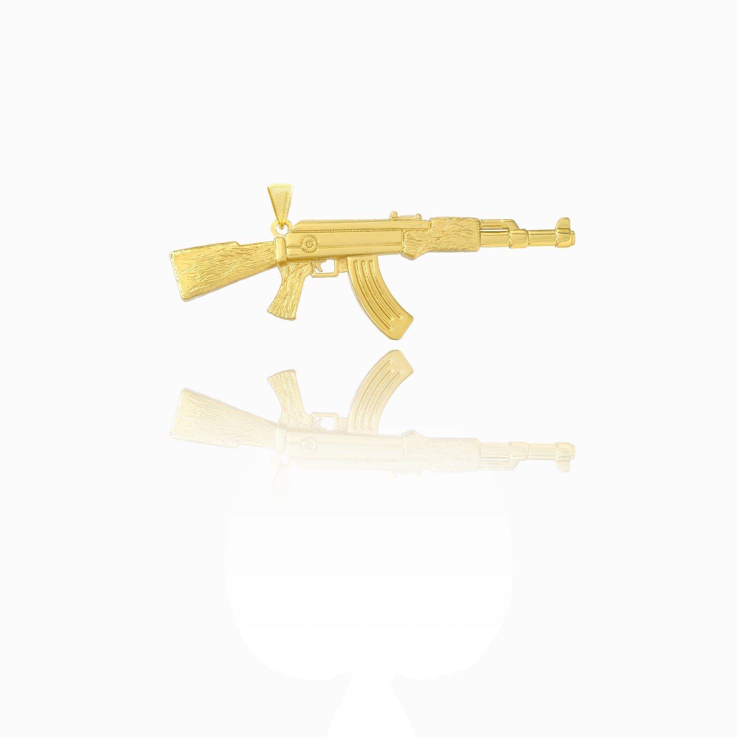Ciondolo Oro Giallo Oro 18 carati Kalashnikov Elettroformato Solo Oro