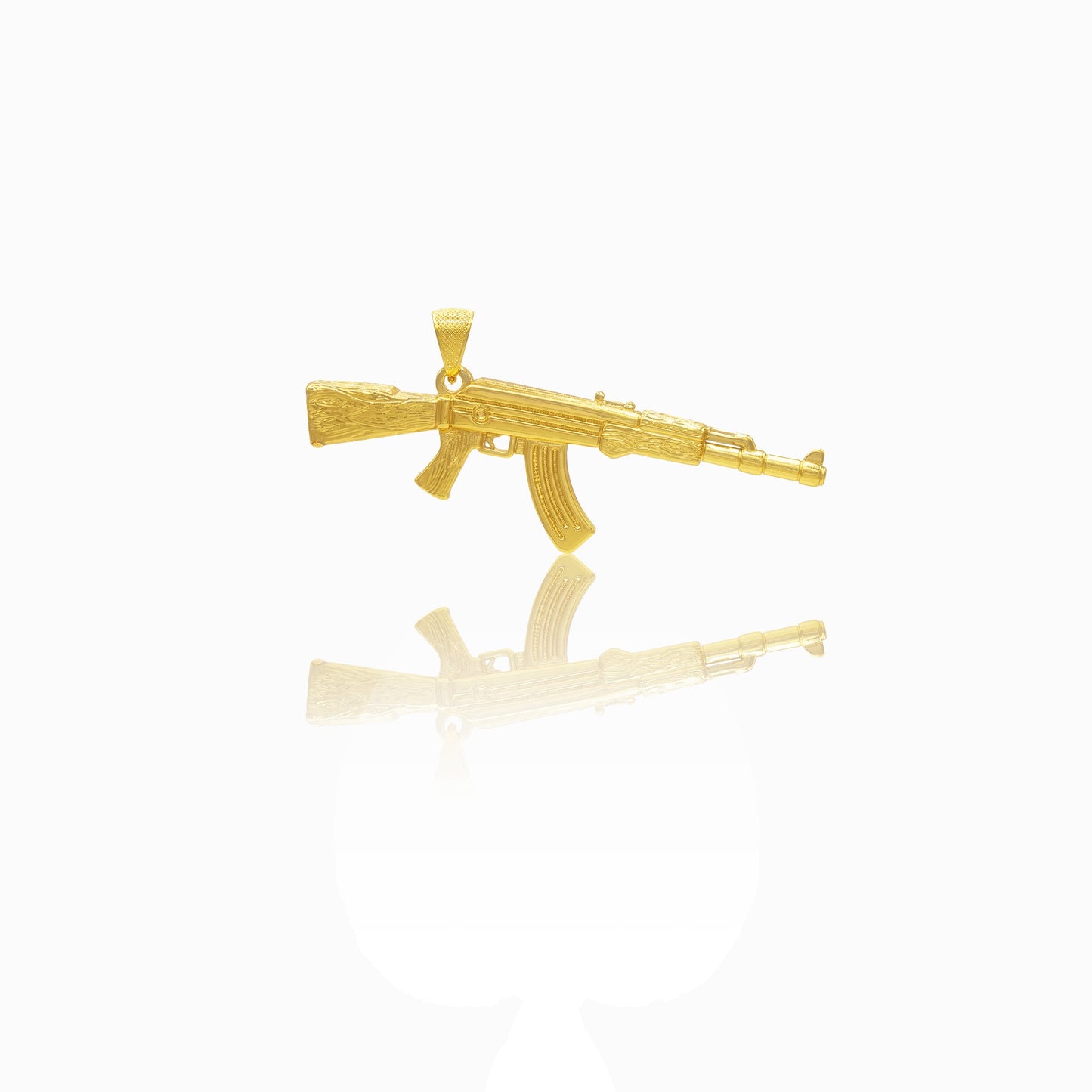 Ciondolo Oro Giallo Oro 18 carati Kalashnikov Elettroformato Solo Oro