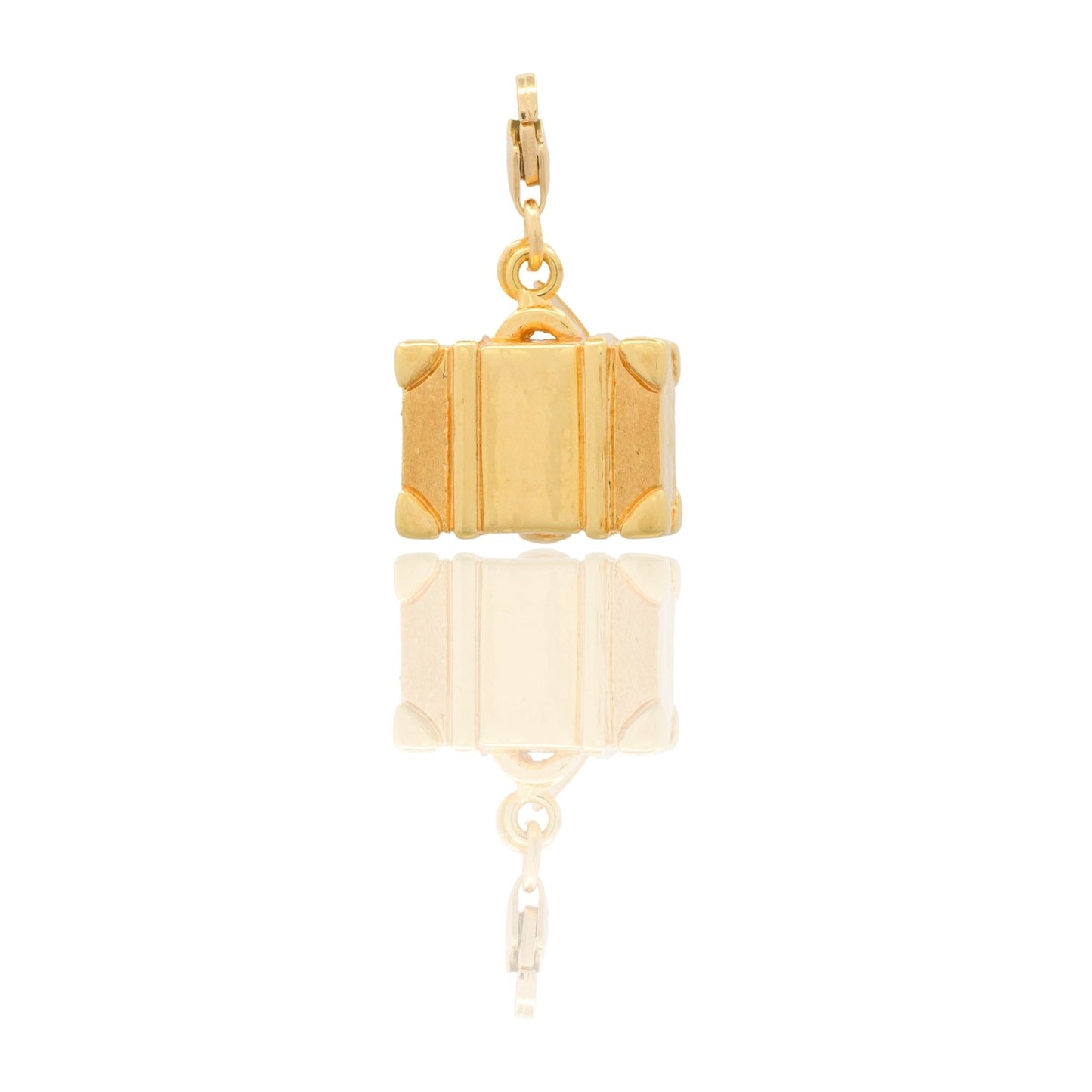 Ciondolo Oro Giallo Oro 18 carati Valigetta Elettroformata Chiusura Moschettone Solo Oro