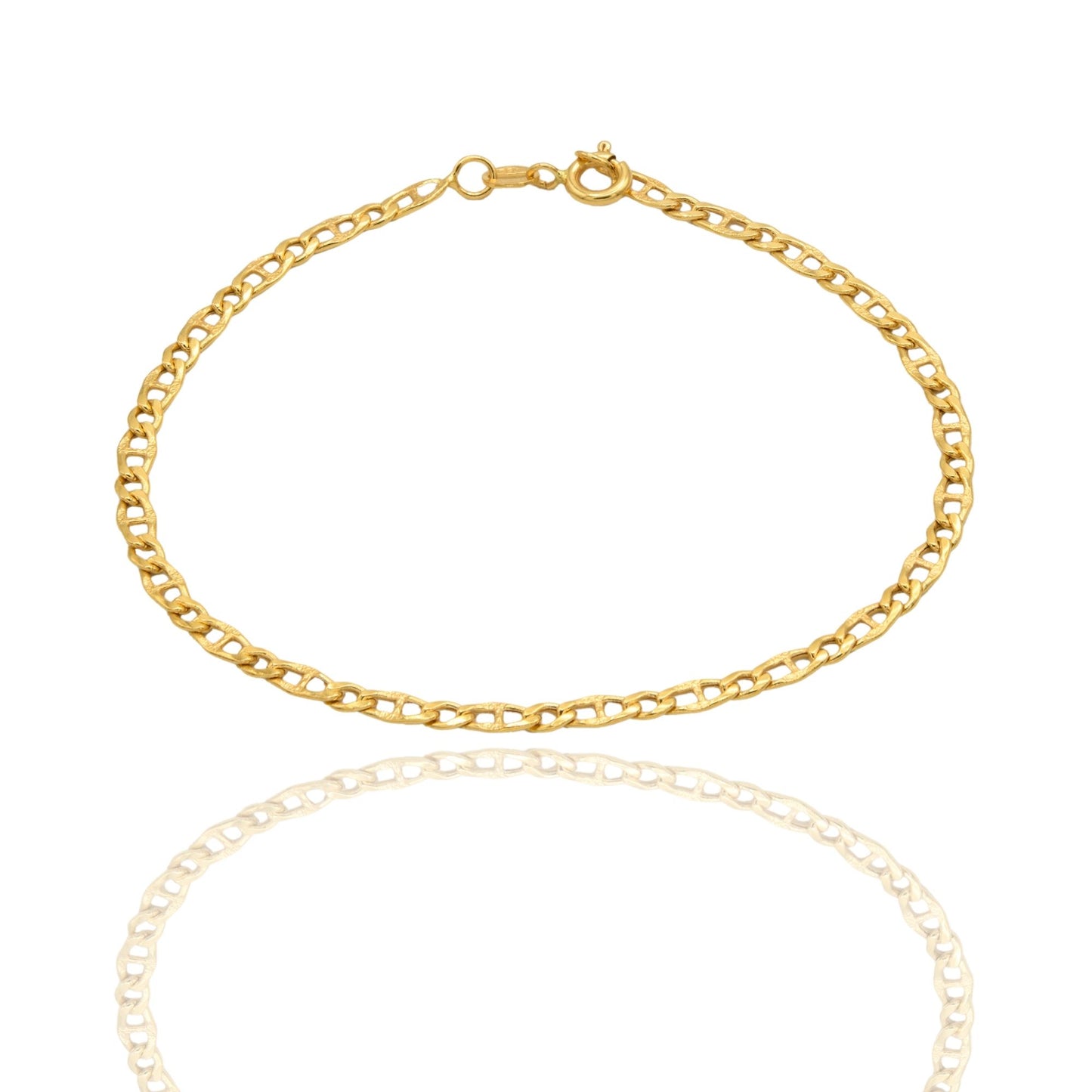 Bracciale Oro Giallo Oro 18 carati Catena Maglia Marinara E Tonda Solo Oro cm. 20,5