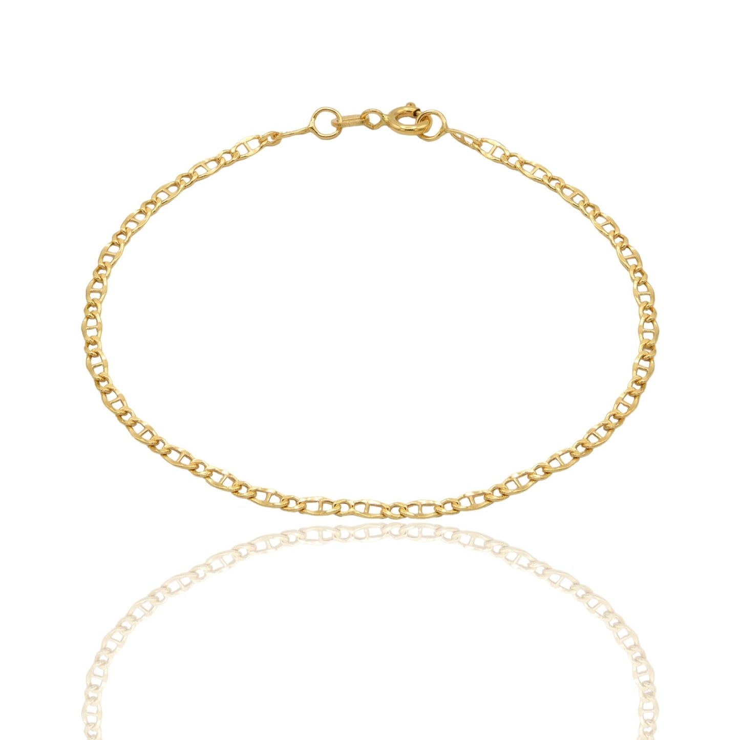 Bracciale Oro Giallo Oro 18 carati Catena Maglia Marinara E Tonda Solo Oro cm. 20