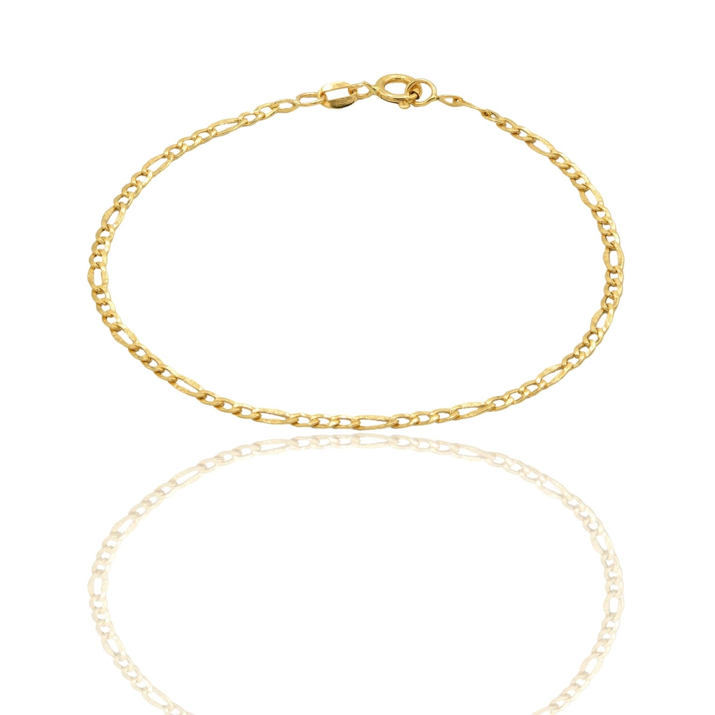 Bracciale Oro Giallo Oro 18 carati Catena Maglie Alternate Tonde E Ovali Solo Oro