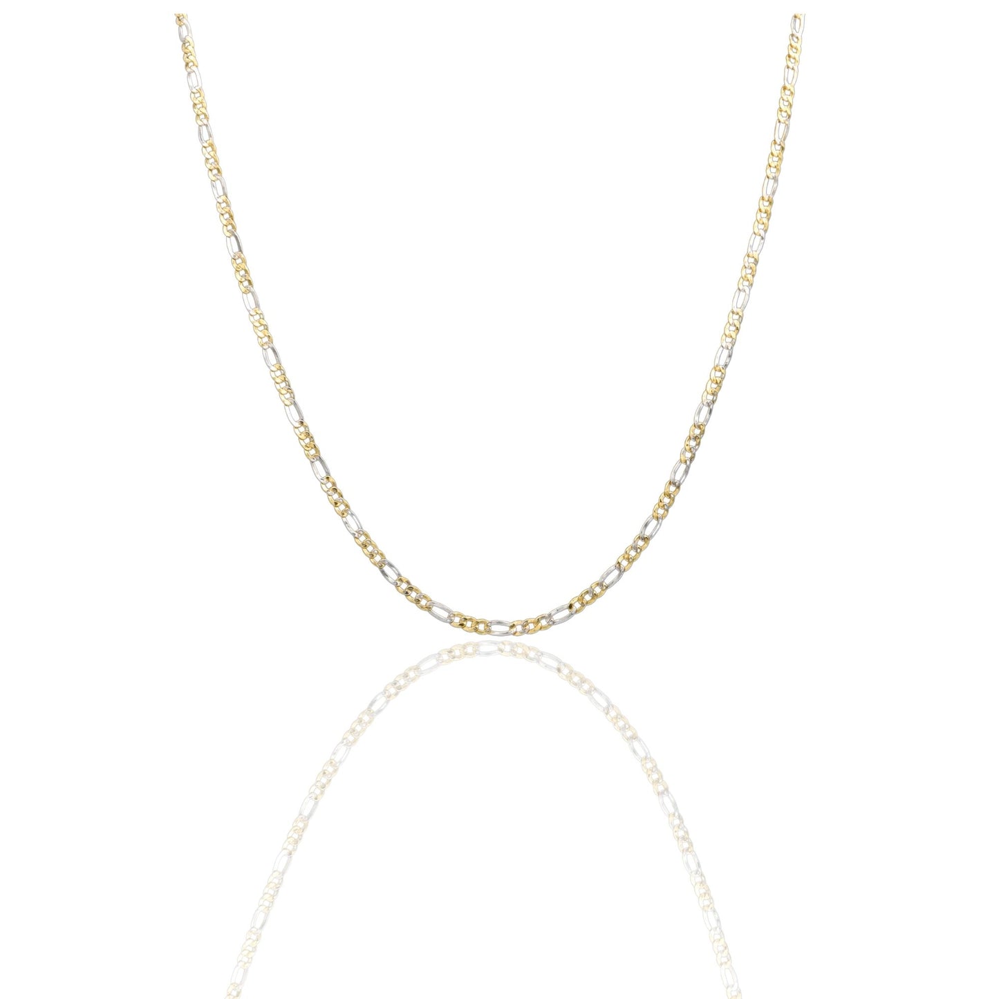 Collana Oro Giallo Oro Bianco Oro 18 carati Catena Piatta Solo Oro cm.50
