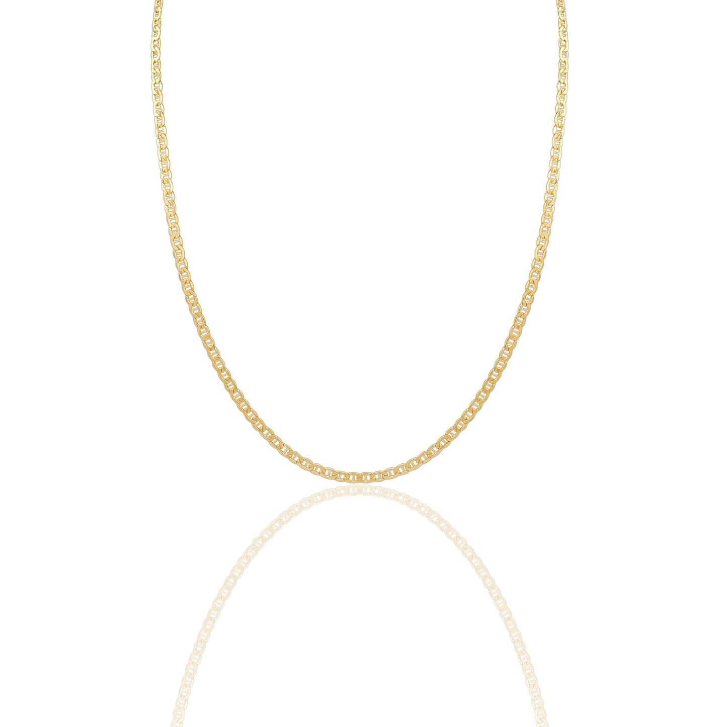 Collana Oro Giallo Oro 18 carati Catena piatta Maglia Marinara Solo Oro cm.60