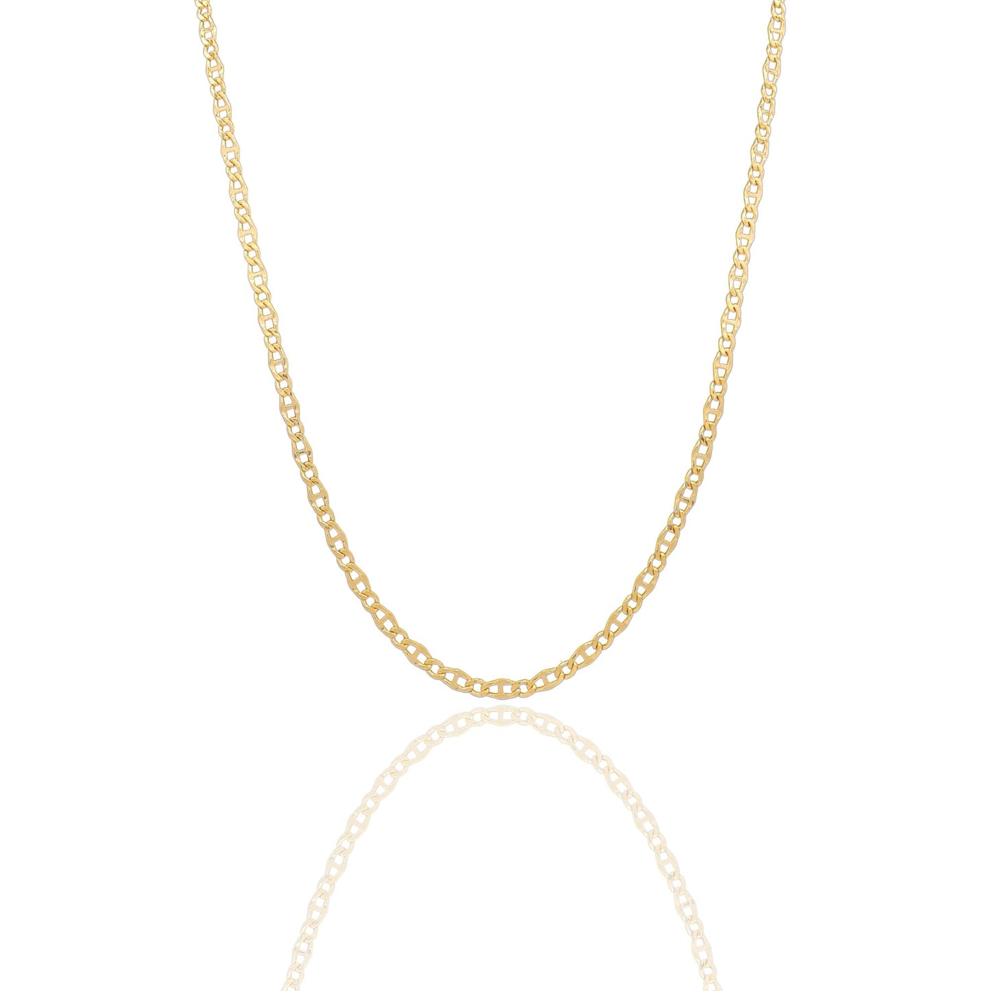 Collana Oro Giallo Oro 18 carati Catena piatta Maglia Marinara Solo Oro cm.50