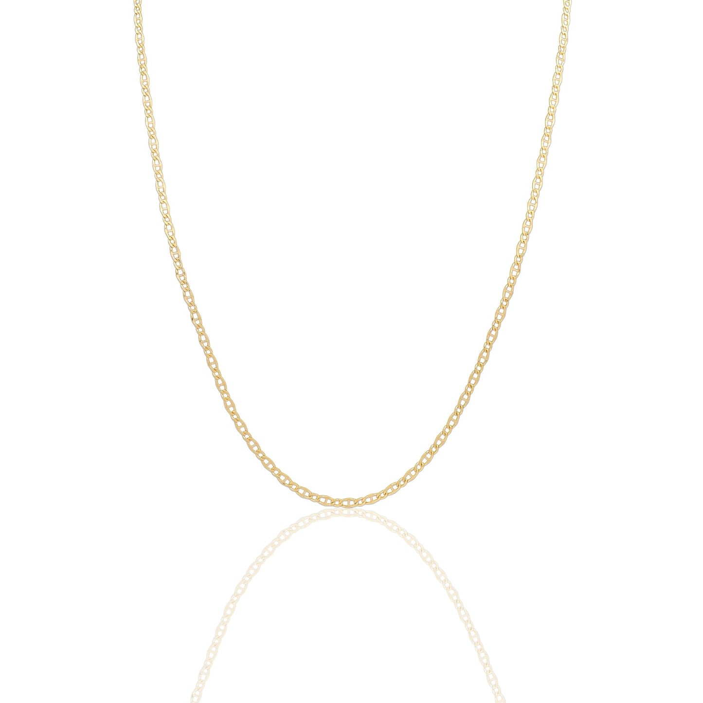 Collana Oro Giallo Oro 18 carati Catena piatta Maglia Marinara Solo Oro cm.60