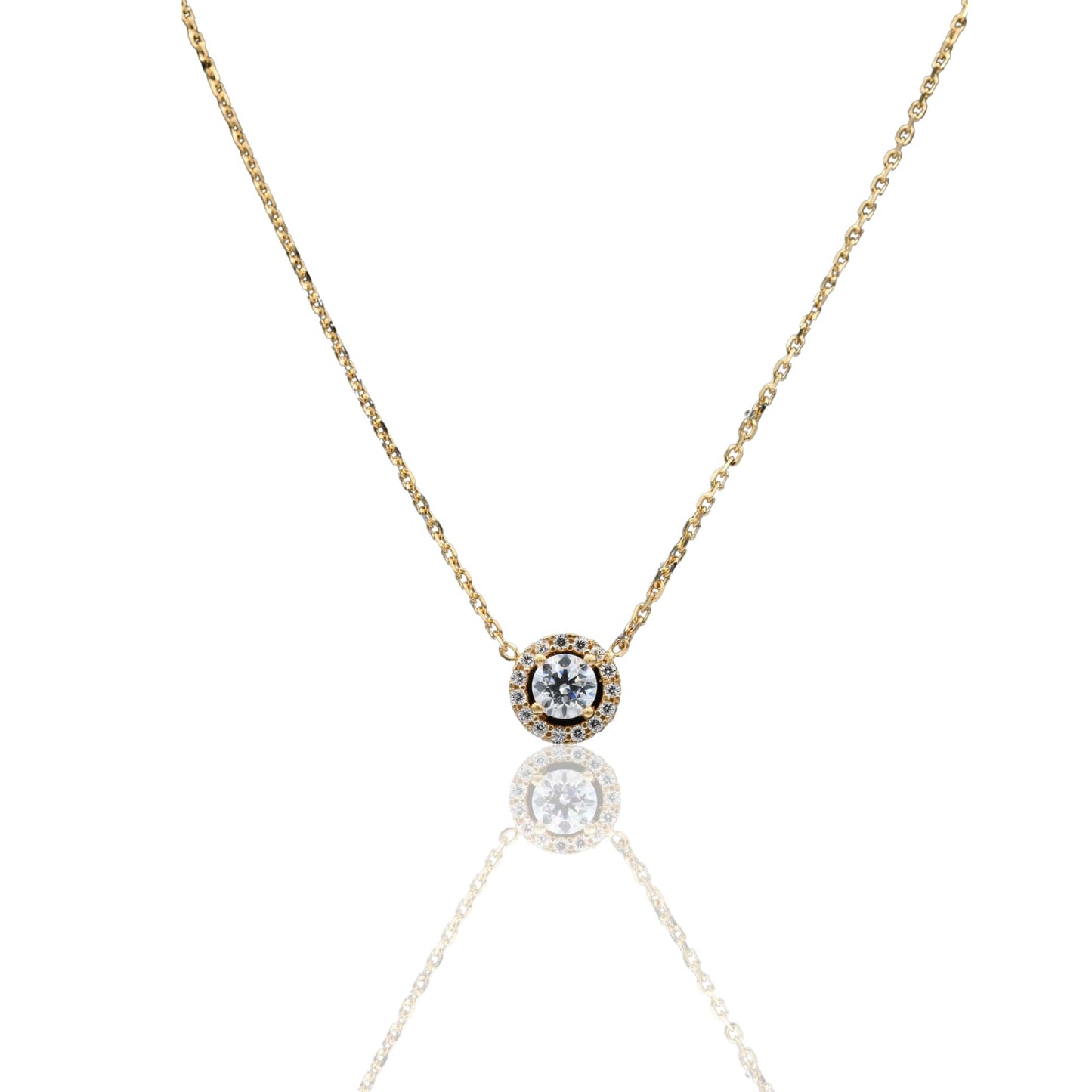 Collana Oro Giallo Oro 18 carati Catenina rolò punto luce contprno pavè Zirconi Bianchi cm.43