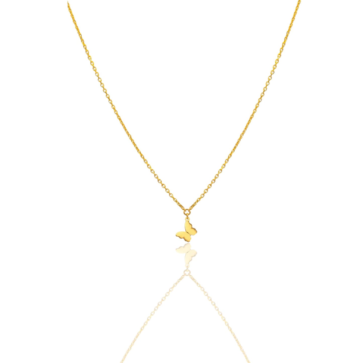 Collana Oro Giallo Oro 18 carati Catenina rolò Farfalla Lastra Solo Oro cm.43