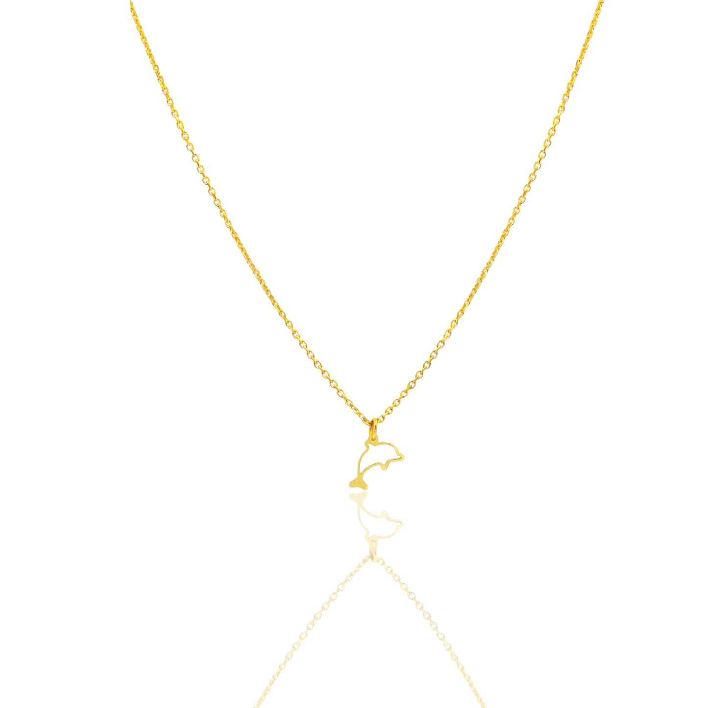 Collana Oro Giallo Oro 18 carati Catenina rolò Delfino Sagomato pavè Solo Oro cm.43