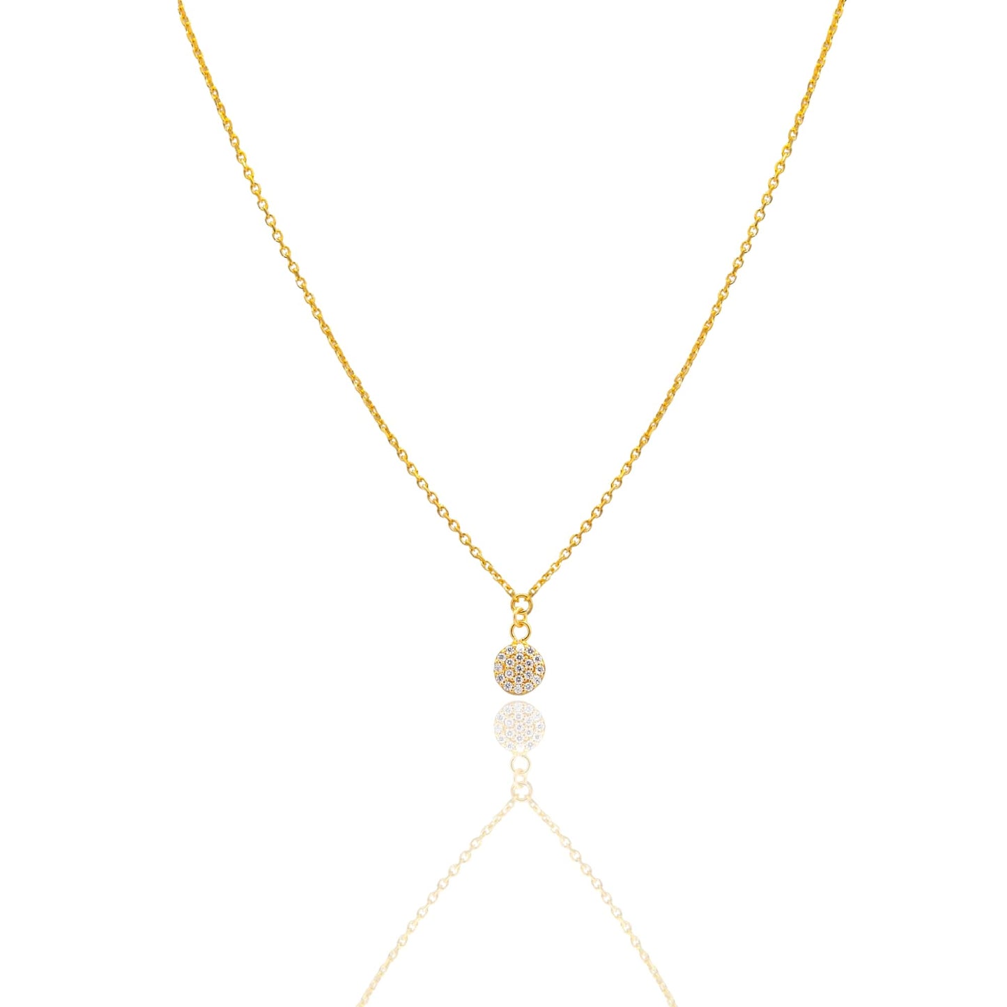 Collana Oro Giallo Oro 18 carati Catenina rolò Tondino Pave' Zirconi Bianchi cm.43