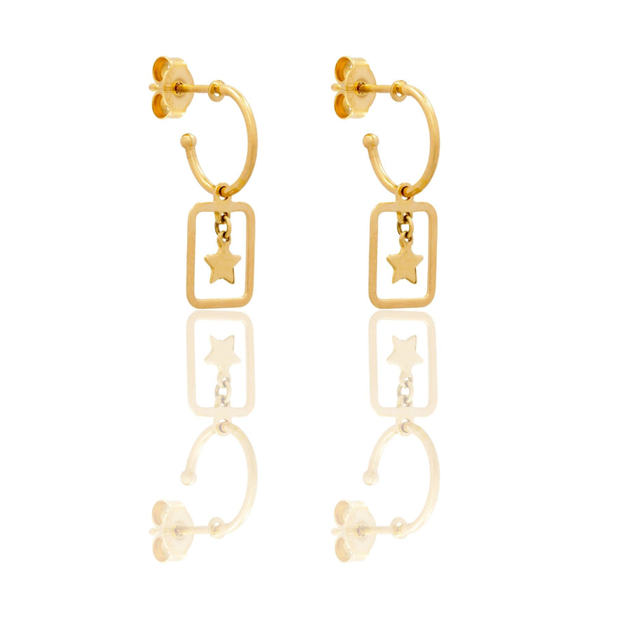 ORECCHINI DONNA RETTANGOLO TRAFORATO STELLA PENDENTE