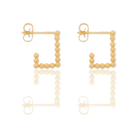 Orecchini Oro Giallo Oro 18 carati  Rettangolo  Pallinato Aperto Solo Oro