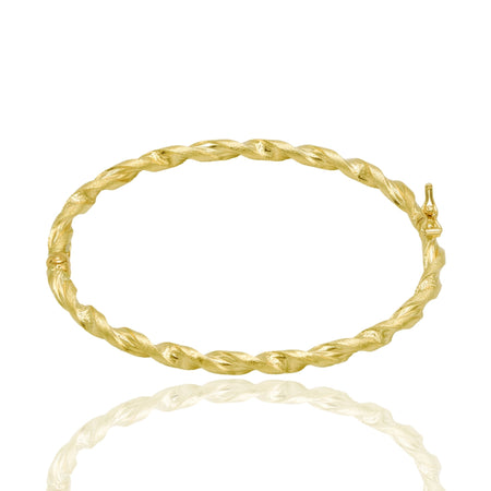 Bracciale Oro Giallo Oro 18 carati Rigido Intrecciato Solo Oro