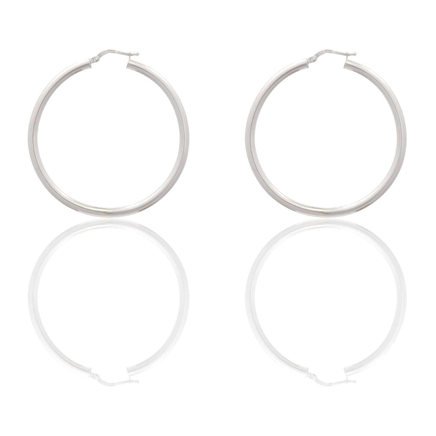 Orecchini Oro Bianco Oro 18 carati Cerchio Solo Oro Spessore mm. 2,5 diametro interno cm.4