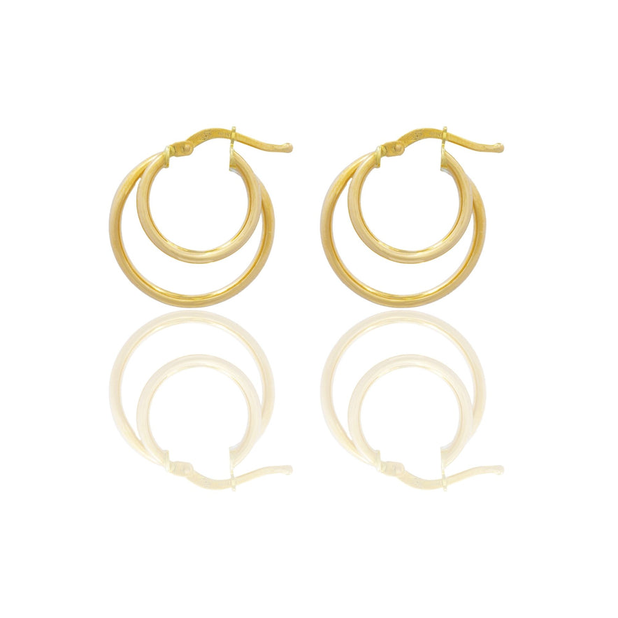 Orecchini Oro Bianco Oro 18 carati Doppio Cerchio Solo Oro