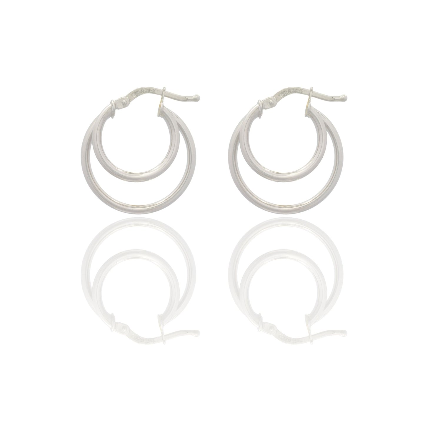 Orecchini Oro Bianco Oro 18 carati Doppio Cerchio Solo Oro