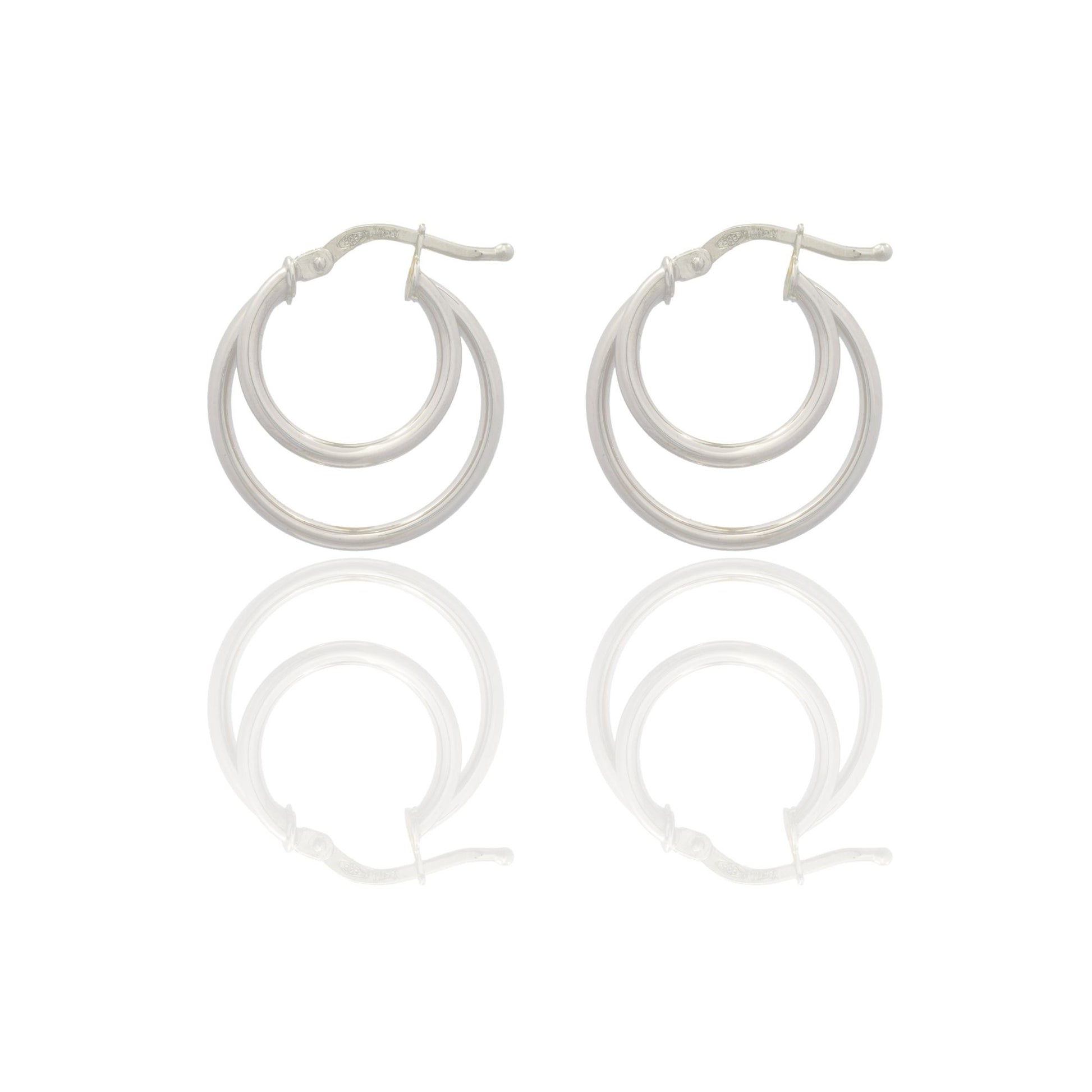 Orecchini Oro Bianco Oro 18 carati Doppio Cerchio Solo Oro