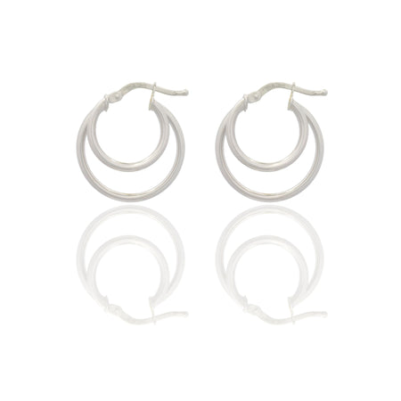 Orecchini Oro Bianco Oro 18 carati Doppio Cerchio Solo Oro