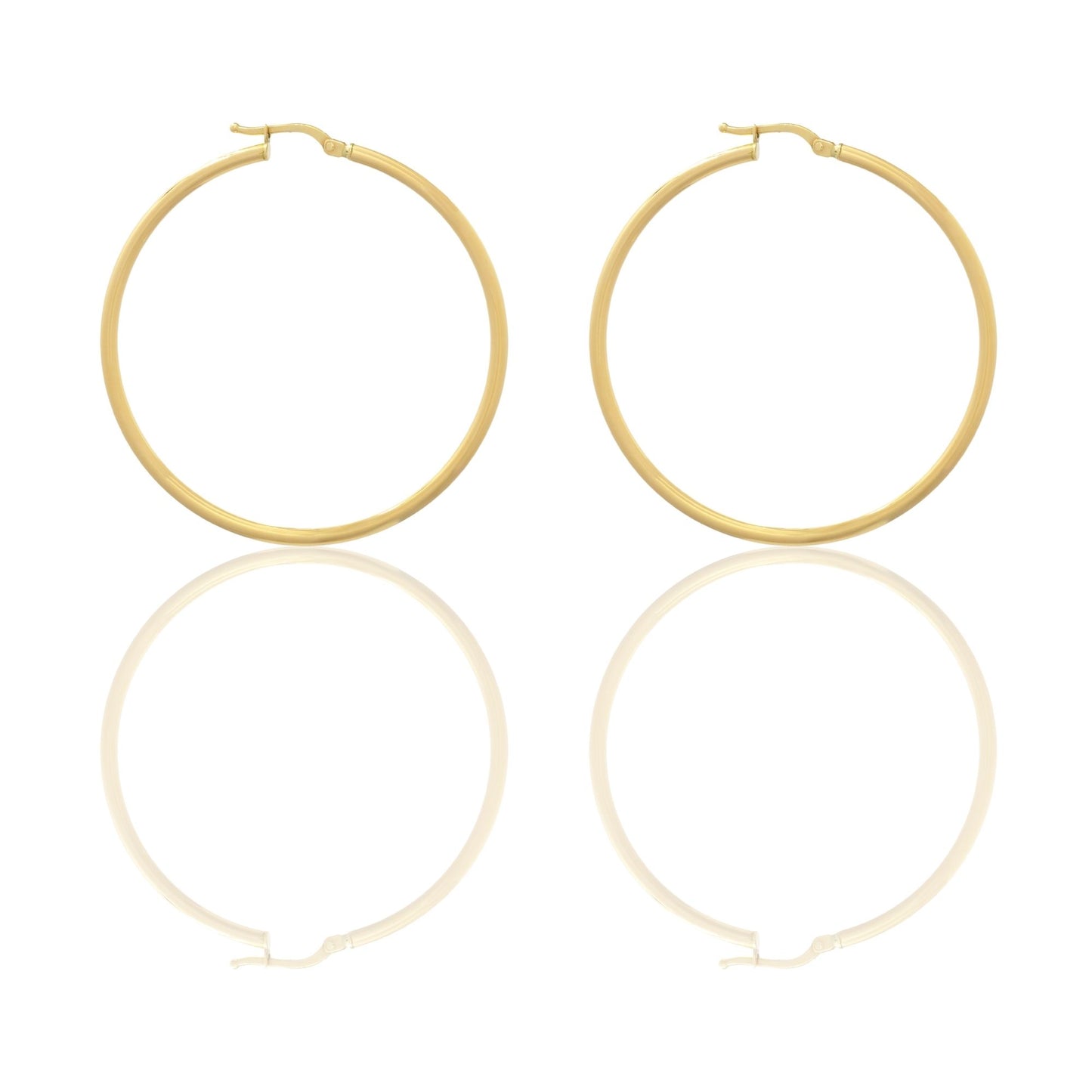 Orecchini Oro Giallo Oro 18 carati Cerchio Solo Oro Spessore mm. 2 diametro interno cm.4