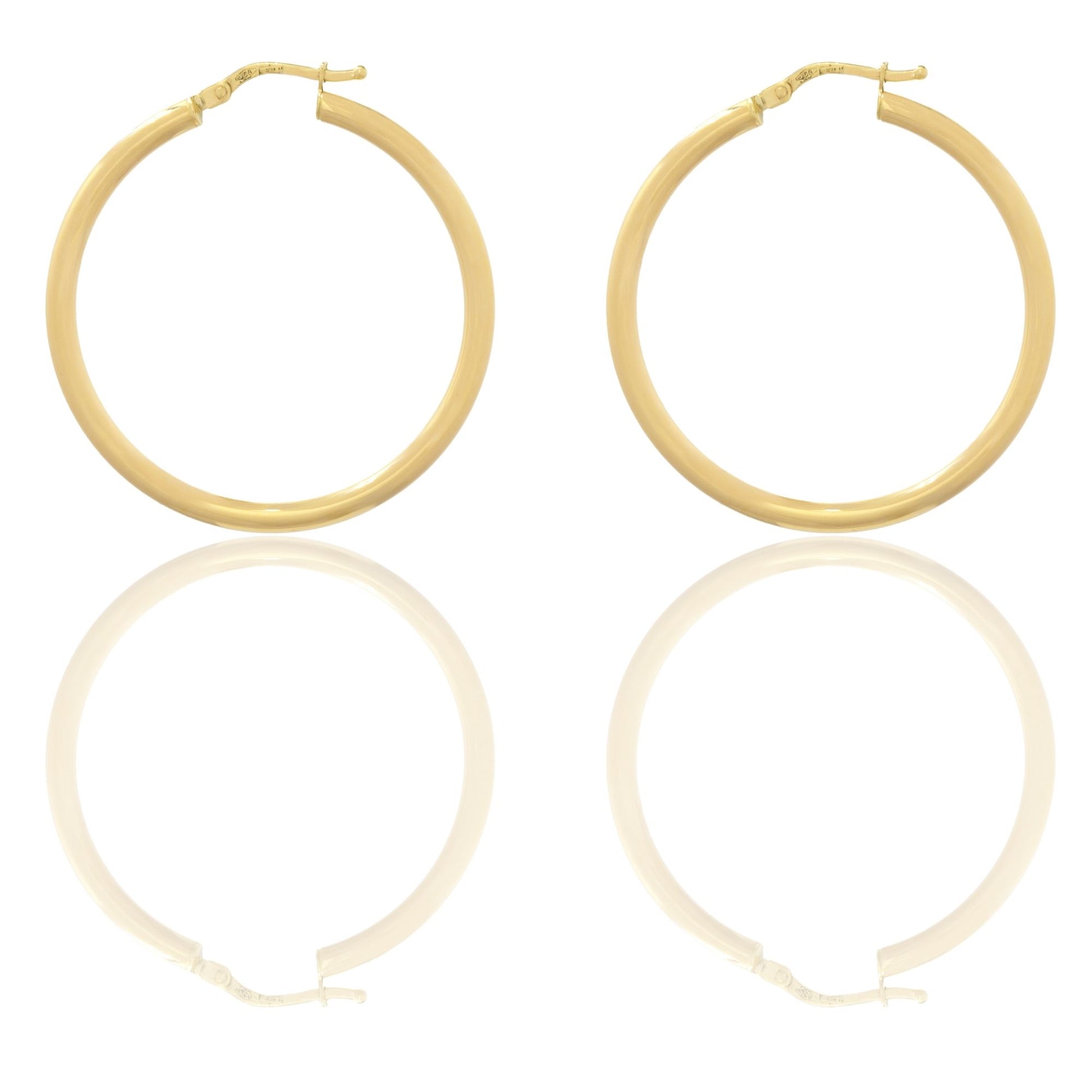 Orecchini Oro Giallo Oro 18 carati Cerchio  Solo Oro Spessore mm. 2,5 diametro interno cm.3,5