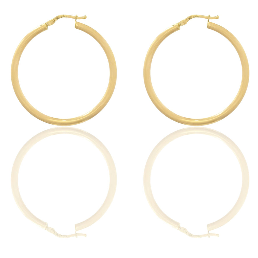 Orecchini Oro Giallo Oro 18 carati Cerchio  Solo Oro Spessore mm. 2,5 diametro interno cm.3,5