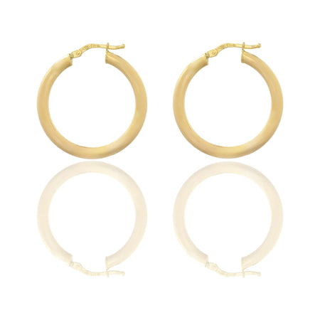 Orecchini Oro Giallo Oro 18 carati Cerchio  Solo Oro Spessore mm. 3 diametro interno cm.2.5