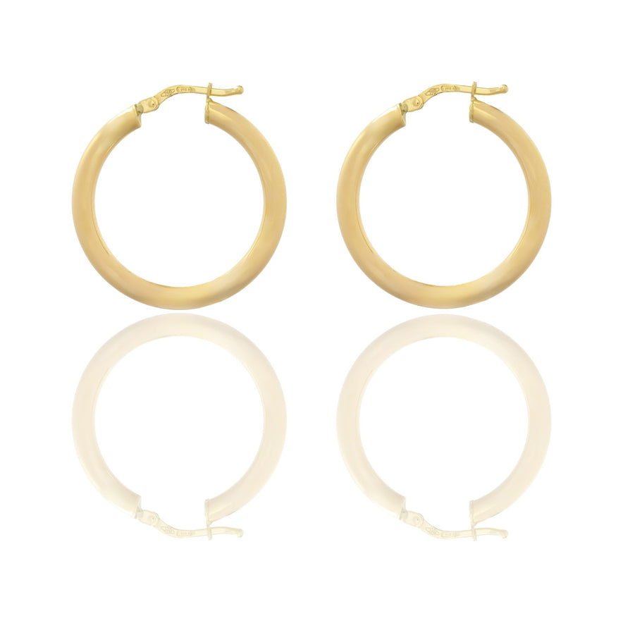 Orecchini Oro Giallo Oro 18 carati Cerchio  Solo Oro Spessore mm. 3 diametro interno cm.2.5