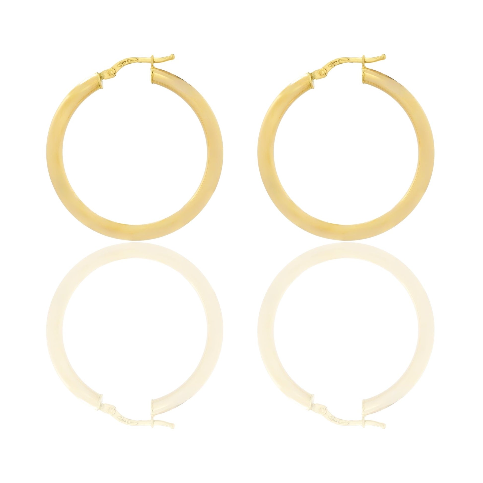 Orecchini Oro Giallo Oro 18 carati Cerchio  Solo Oro Spessore mm. 3 diametro interno cm.3