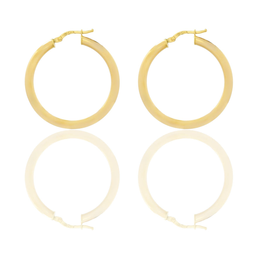 Orecchini Oro Giallo Oro 18 carati Cerchio  Solo Oro Spessore mm. 3 diametro interno cm.3
