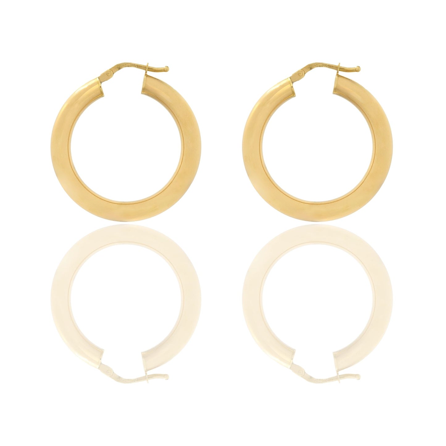 Orecchini Oro Giallo Oro 18 carati Cerchio Solo Oro Spessore mm. 4 diametro interno cm.2.5