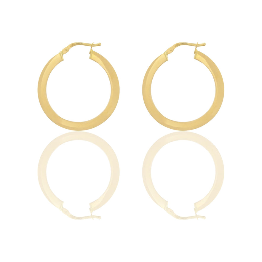 Orecchini Oro Giallo Oro 18 carati Cerchio  Solo Oro Spessore mm. 1.5*3 diametro interno cm.2