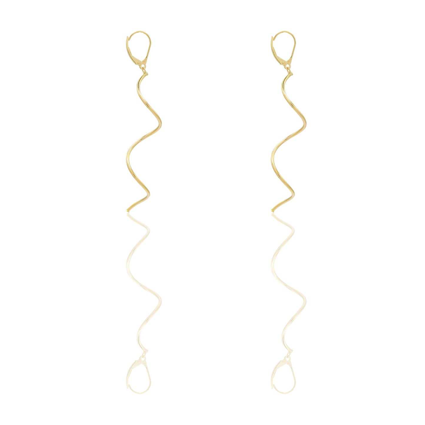 Orecchini Oro Giallo Oro 18 carati Ricciolo Pendente Solo Oro Spessore mm. 1,5