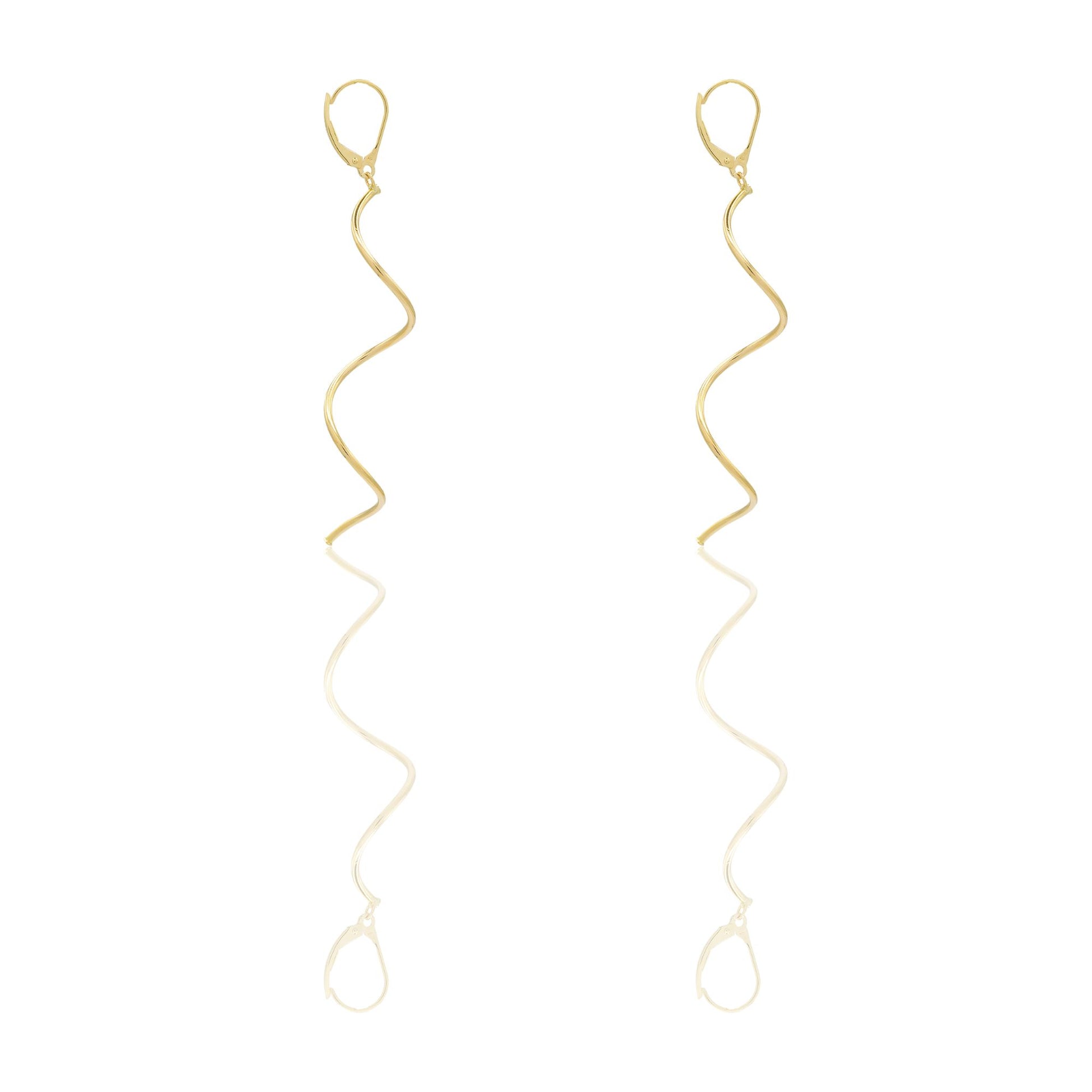 Orecchini Oro Giallo Oro 18 carati Ricciolo Pendente Solo Oro Spessore mm. 1,5