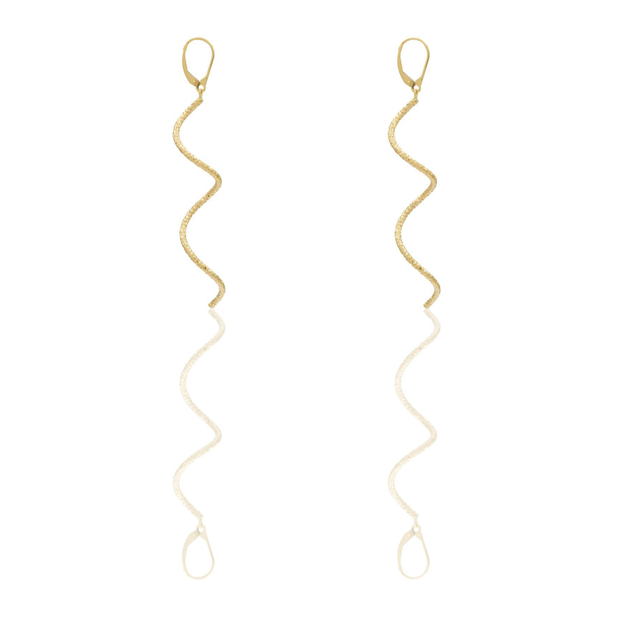 Orecchini Oro Giallo Oro 18 carati Ricciolo Pendente Solo Oro Spessore mm. 1,5
