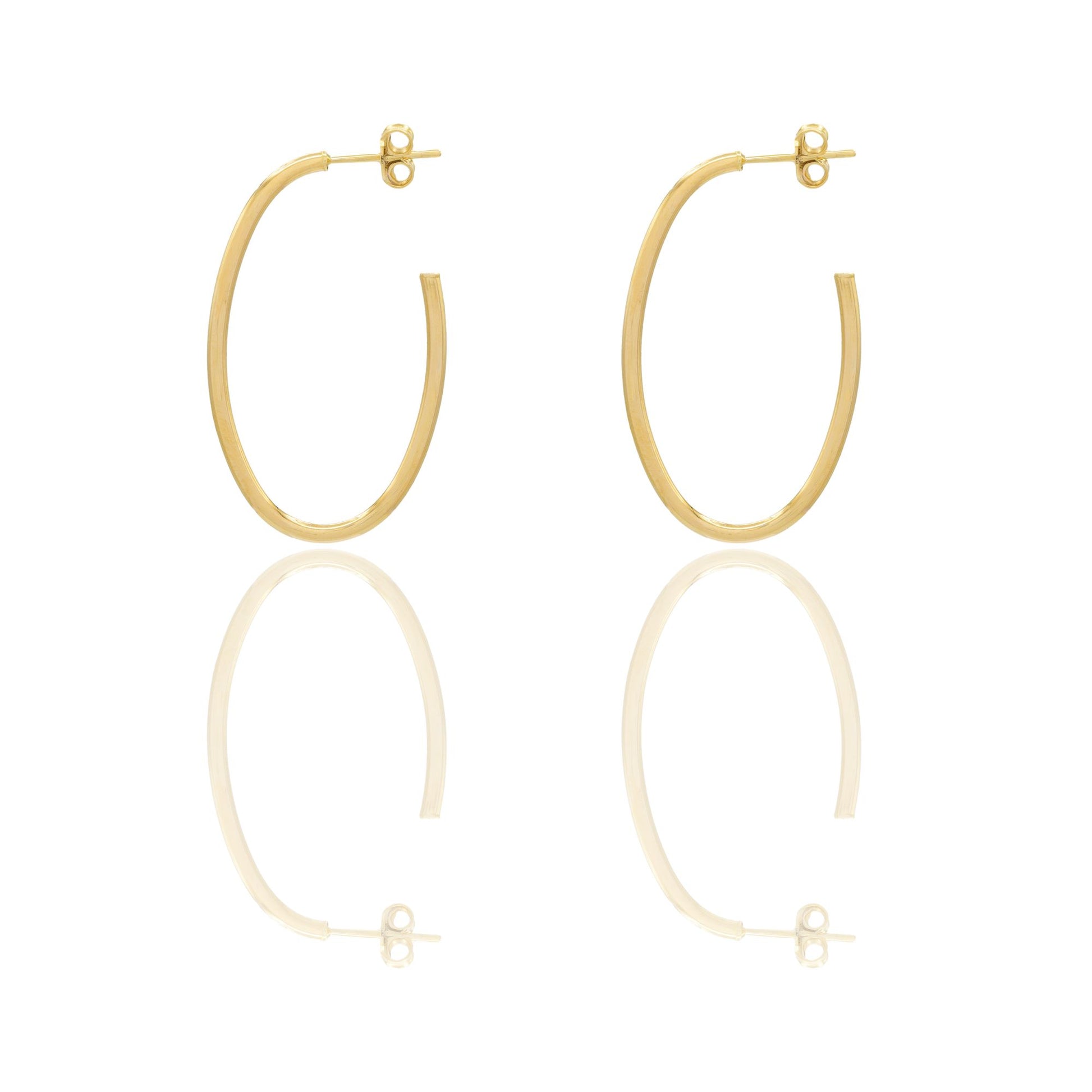 Orecchini Oro Giallo Oro 18 carati Ovale Aperto Solo Oro Spessore mm. 1,5 diametro interno cm.35*20