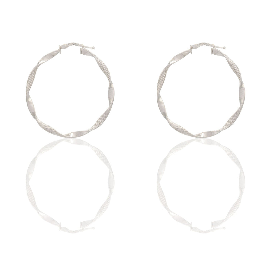 Orecchini Oro Bianco Oro 18 carati Cerchio  Solo Oro Spessore mm. 2 diametro interno cm.3,00