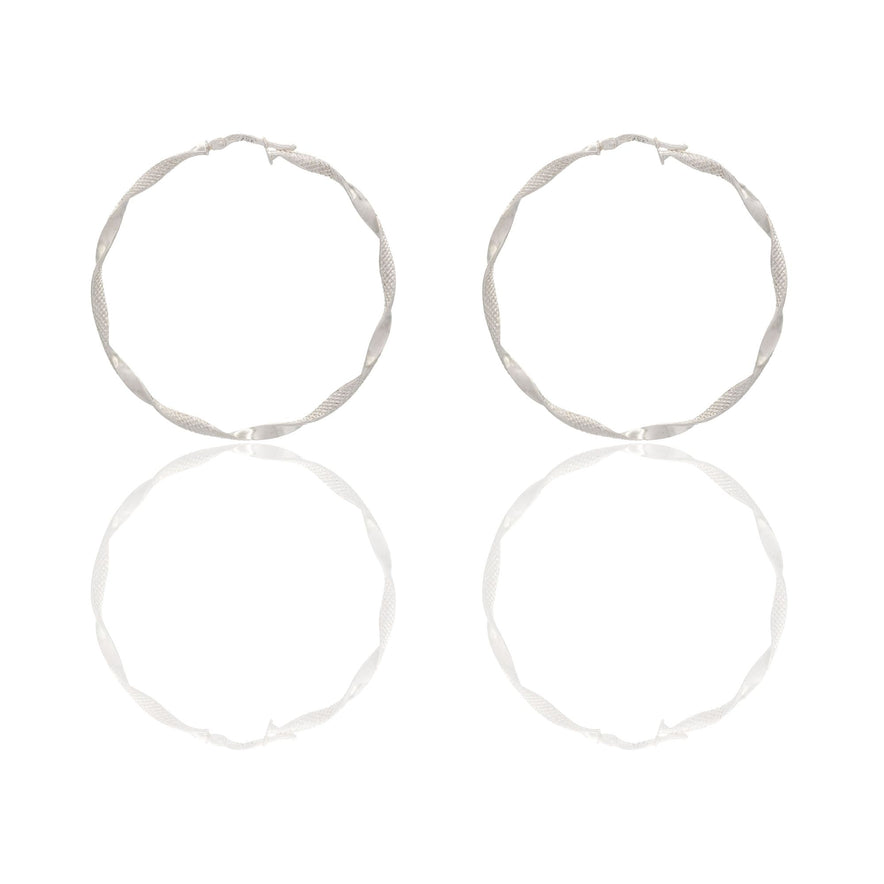 Orecchini Oro Bianco Oro 18 carati Cerchio  Solo Oro Spessore mm. 2 diametro interno cm.4,00